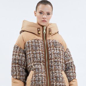 Nicole Benisti Large Brown Tweed Puffer Jacket - NEW with Tags!